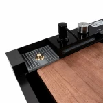 Кухонна мийка чорна Platinum Handmade "ВОДОСПАД" PLATINUM CM 75×46C PVD (Декор)