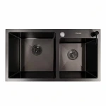 Кухонна мийка 78*43 PVD чорна на дві чаші VALESO Handmade (3.0/0.8)