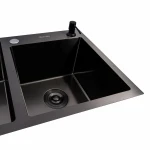 Кухонна мийка 78*43 PVD чорна на дві чаші VALESO Handmade (3.0/0.8)