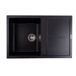 Гранітна мийка для кухні VALESO 7950 Selena матова Чорний металік