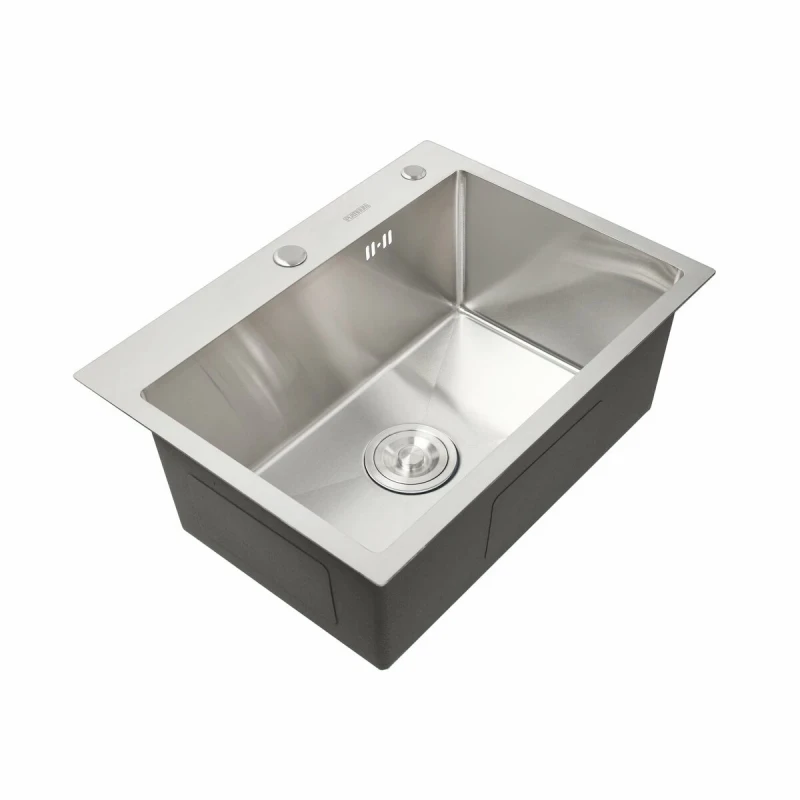 Кухонна мийка Platinum Handmade 580х430х220 3,0/1,5 мм + дозатор в PLATINUM (товщина комплекті)