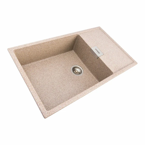 Гранітна мийка для кухні Platinum 8650 DIAMOND матова (карамель)