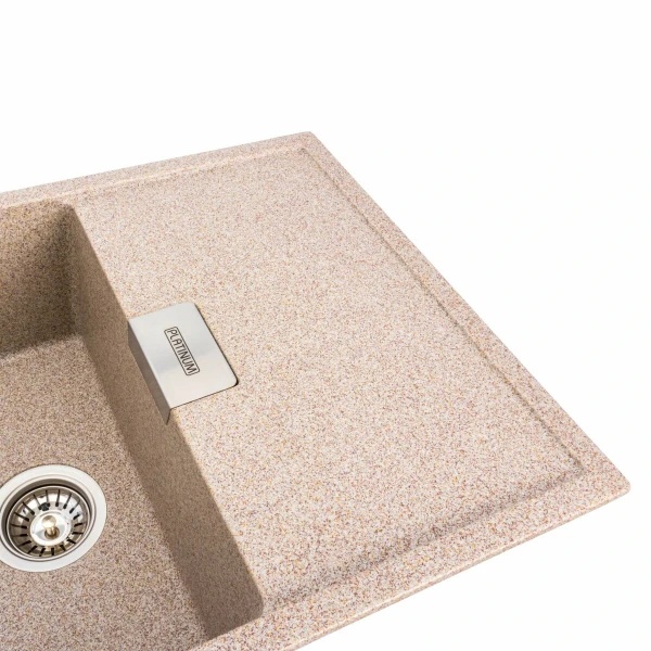 Гранітна мийка для кухні Platinum 8650 DIAMOND матова (карамель)