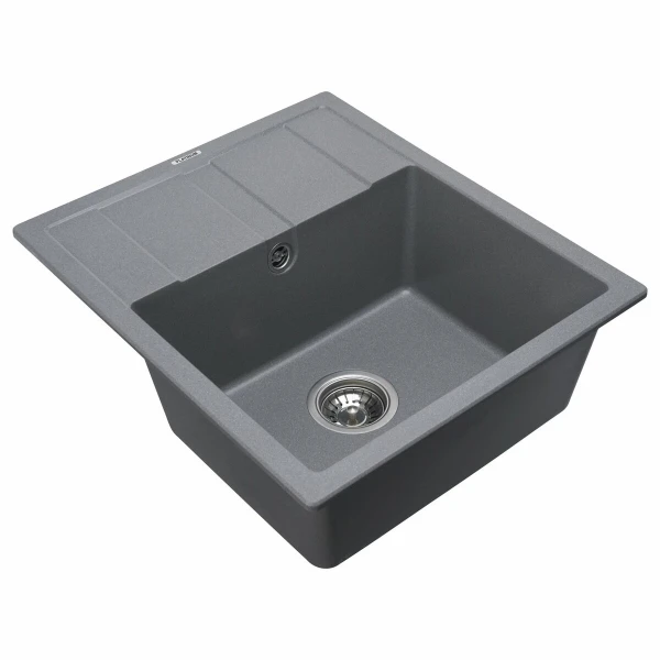 Гранітна мийка для кухні Platinum 5851 ARIA матова Сірий мусон