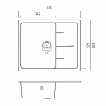 Гранітна мийка для кухні Platinum 6250 ZIRKONE матовий Карбон