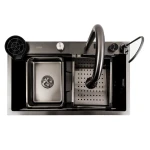 Кухонна мийка чорна Platinum Handmade "Водоспад" PLATINUM 75×45G