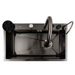 Кухонна мийка чорна Platinum Handmade "Водоспад" PLATINUM 75×45G