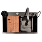 Кухонна мийка чорна Platinum Handmade "Водоспад" PLATINUM 75×45G