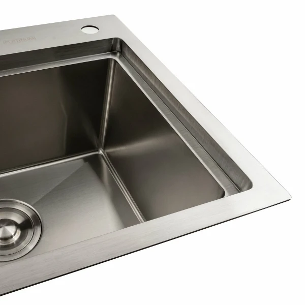 Кухонна мийка Platinum Handmade отвори, круглий сифон PLATINUM 78×43 R нержавійка (два 3,0/0,8)