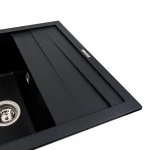 Кухонна мийка гранітна матова 7050 CASCADA Platinum чорний металік