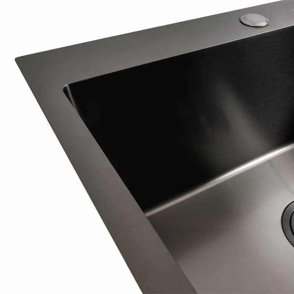 Кухонна мийка 58*43 PVD чорна Valeso Handmade (сифон круглий, 3,0/0,8)