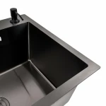 Кухонна мийка 58*43 PVD чорна Valeso Handmade (сифон круглий, 3,0/0,8)