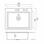 Кухонна мийка VALESO Handmade 600х450х220 (товщина 3,0/1,5 мм + дозатор в комплекті)