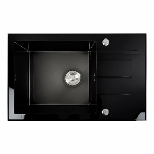 Кухонна мийка скляна Handmade чорна VALESO CM 78×50 PVD