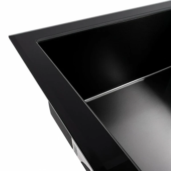 Кухонна мийка скляна CM 78*50 PVD VALESO Handmade чорна