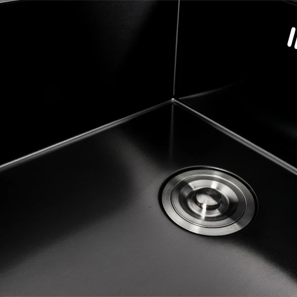 Кухонна мийка скляна CM 78*50 PVD VALESO Handmade чорна