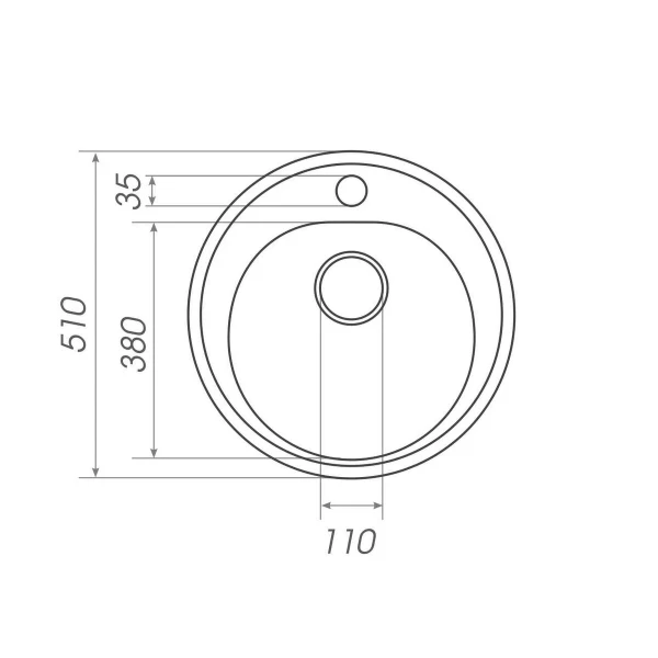 Гранітна мийка для кухні VALESO 510 LUNA матова Білосніжна
