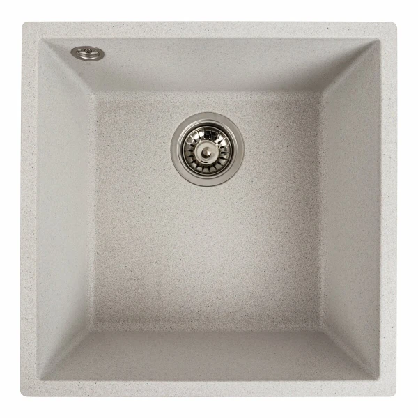 Гранітна мийка для кухні VALESO 4040 RUBA матова біла в крапку