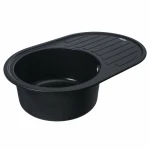 Гранітна мийка для кухні Platinum 7750 LIRA матова Чорний металік