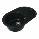 Гранітна мийка для кухні Platinum 7750 LIRA матова Чорний металік