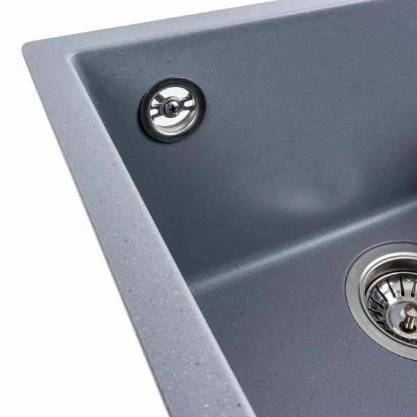 Гранітна мийка для кухні Platinum 4040 RUBA матовий сірий металік