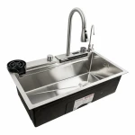 Кухонна мийка сатин Platinum Handmade "Водоспад" повна комплектація PLATINUM 75×45G