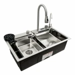 Кухонна мийка сатин Platinum Handmade "Водоспад" повна комплектація PLATINUM 75×45G