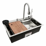 Кухонна мийка сатин Platinum Handmade "Водоспад" повна комплектація PLATINUM 75×45G