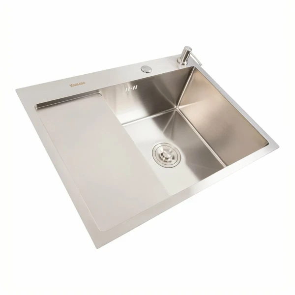 Кухонна мийка CM 65*50 R нержавійка VALESO Handmade (круглий сифон 3.0/0.8)