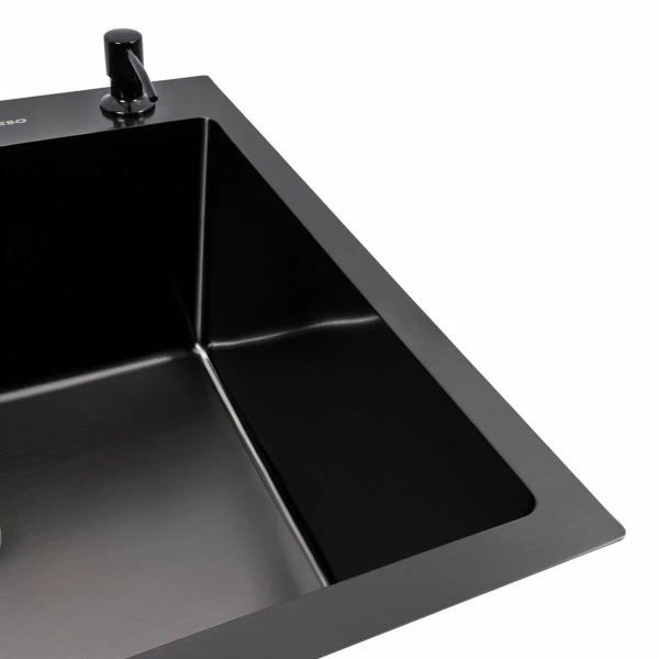 Кухонна мийка чорна 60*50 PVD VALESO Handmade ECN (2,0/0,5)