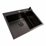 Кухонна мийка VALESO Handmade PVD 600х450х220 чорна (товщина 3,0/1,5 мм + дозатор в комплекті)
