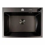 Кухонна мийка VALESO Handmade PVD 600х450х220 чорна (товщина 3,0/1,5 мм + дозатор в комплекті)