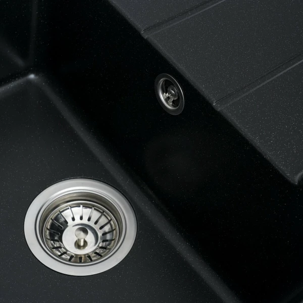 Гранітна мийка для кухні VALESO 6550 INTENSO матова Чорний металік