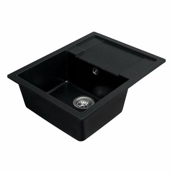 Гранітна мийка для кухні VALESO 6550 INTENSO матова Чорний металік