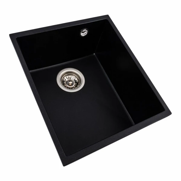 Гранітна мийка для кухні VALESO 3744 ROXY матова Чорний металік