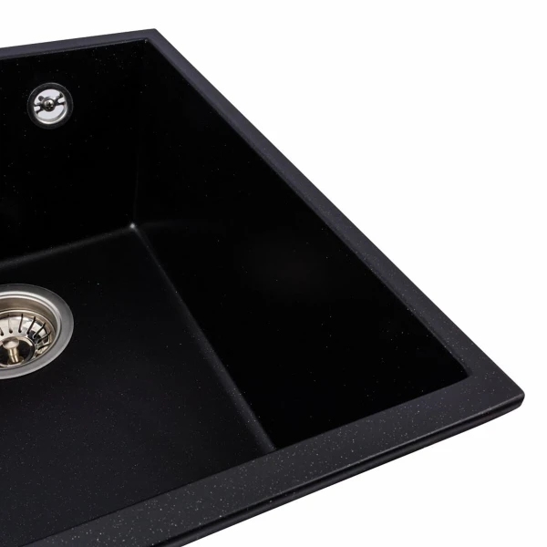Гранітна мийка для кухні VALESO 3744 ROXY матова Чорний металік
