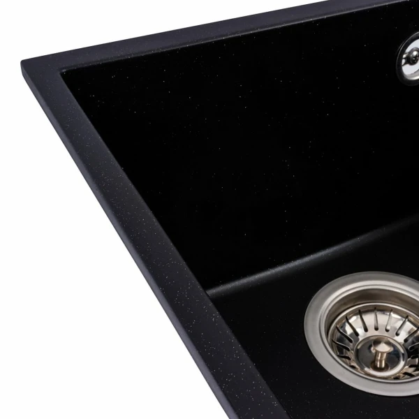 Гранітна мийка для кухні VALESO 3744 ROXY матова Чорний металік