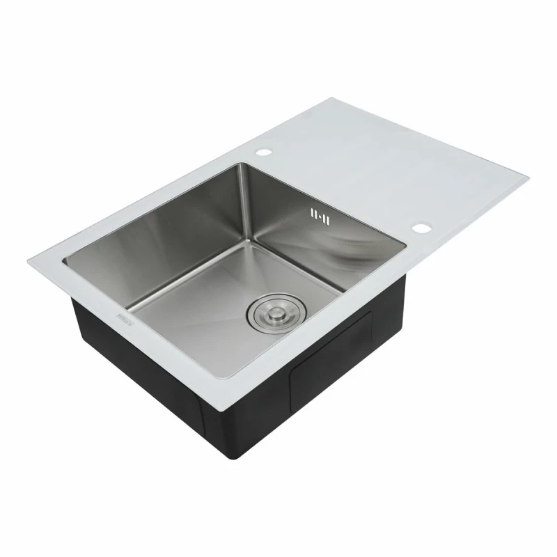 Кухонна мийка Platinum Handmade 780х510х200 PLATINUM WHITE GLASS