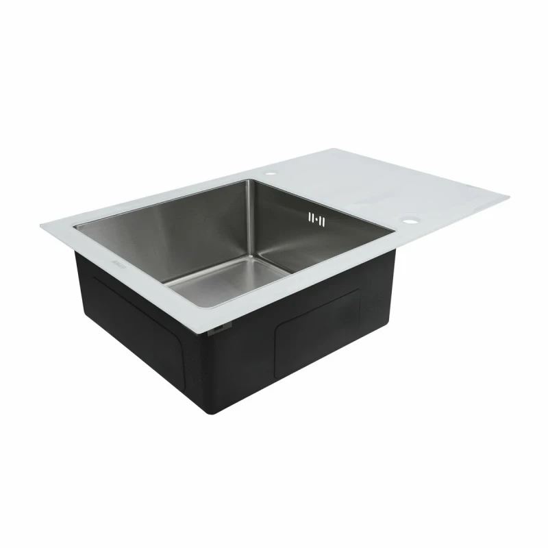 Кухонна мийка Platinum Handmade 780х510х200 PLATINUM WHITE GLASS