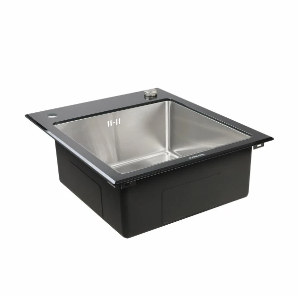 Кухонна скляна мийка Handmade Black Glass Germece (600х510х200)