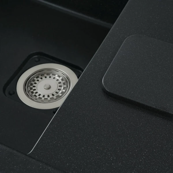 Гранітна мийка для кухні Platinum 7850 CUBE матова Чорний металік