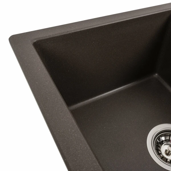 Гранітна мийка для кухні Platinum 5851 ARIA матова Темна скеля