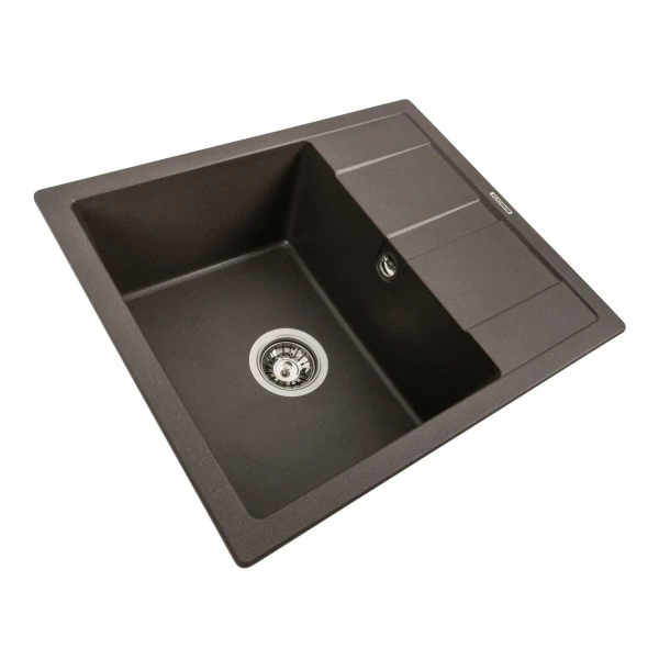 Гранітна мийка для кухні Platinum 5851 ARIA матова Темна скеля