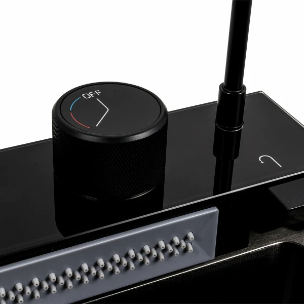 Кухонна мийка чорна Platinum Handmade "Водоспад" PLATINUM PVD 75×45М