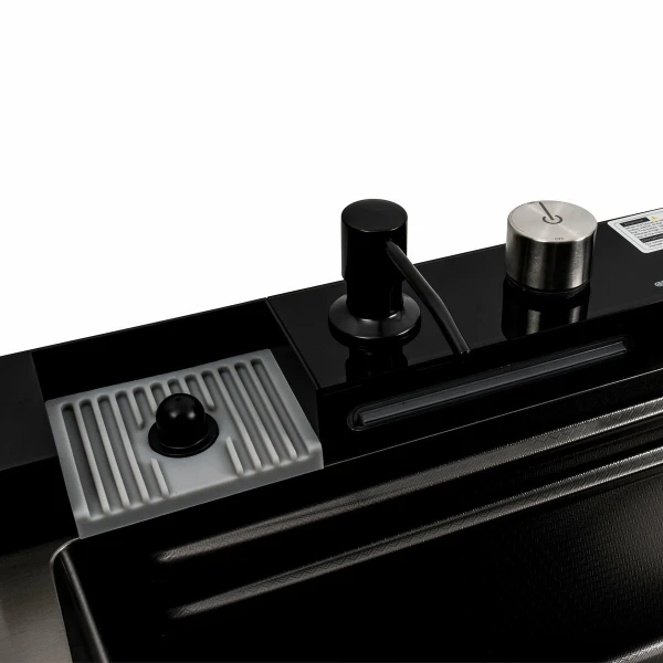 Кухонна мийка чорна Platinum Handmade "Водоспад" PLATINUM PVD 75×45М