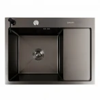 Кухонна мийка чорна Handmade сифон VALESO CM 65×50 L PVD (круглий 3,0/0,8)
