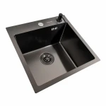 Кухонна мийка 45*45 Valeso Handmade PVD чорна (сифон крулий 3,0/0,8)
