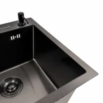 Кухонна мийка 45*45 Valeso Handmade PVD чорна (сифон крулий 3,0/0,8)