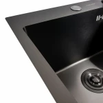 Кухонна мийка 45*45 Valeso Handmade PVD чорна (сифон крулий 3,0/0,8)