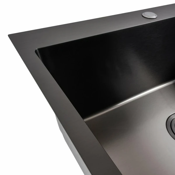 Кухонна мийка PVD чорна 65*45 Valeso Handmade (сифон круглий, 3,0/0,8)